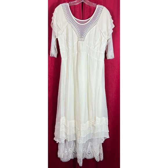 Nataya Dresses & Skirts - XL NWOT Nataya  Ivory Edwardian Style Dress Chiffon Teens Ethereal